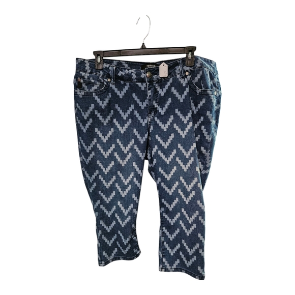 Torrid Blue Cropped Ankle Jeans with Chevron Pattern - Picture 1 of 3